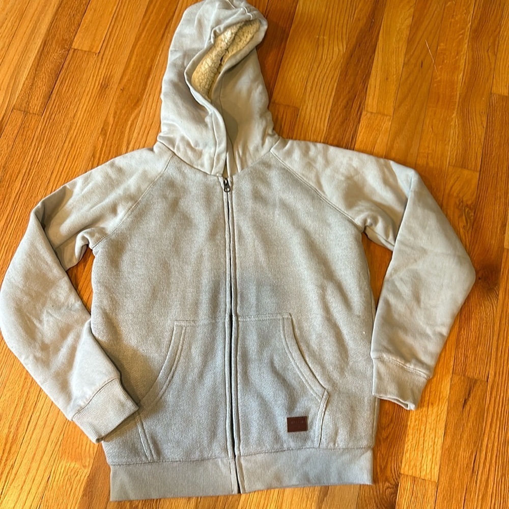 NWT Billabong Kid’s Gray Fleece-Lined Hoodie Size Medium